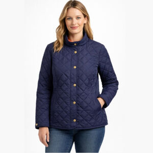 LAUREN RALPH LAUREN Diamond Quilted Chore Barn Coat Jacket Navy Gold Women's 2X